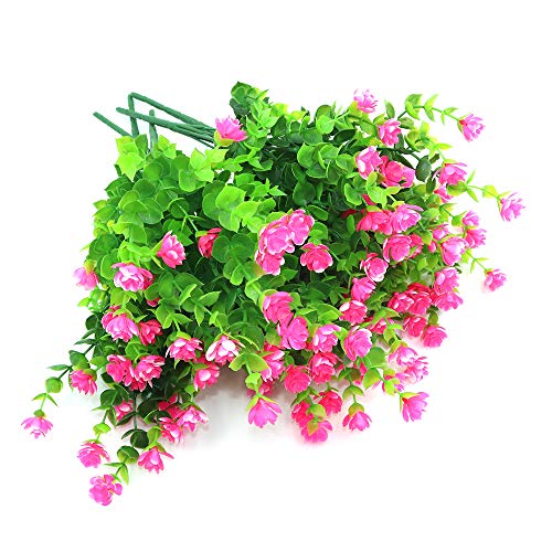 Shiwaki 5Pcs Artificial flower simulation green plant eucalyptus plant bouquet for Vase Porch Window Box Patio Wedding Home Decoration(Pink) - Image 2