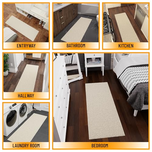 Tapete de pasillo Ottomanson Shag 91x183 cm crema miniatura 3