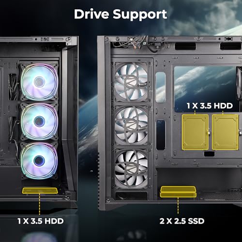 Image of ZEBRONICS Nemesis Premium Gaming Cabinet /Case, Mid-Tower, Supports ATX | mATX, 4X Center Infinity ARGB Fans, AIO Upto 360mm, LED Control Switch, Front + Side Tempered Glass, USB 3.0 (Black)