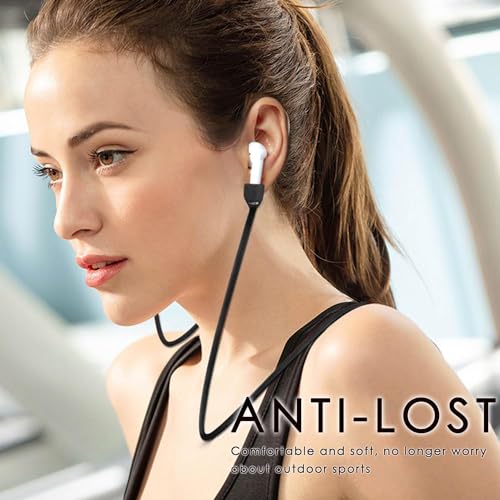Image of OJOS Ultra Strong Magnetic Anti-Lost Straps Compatible with AirPods, Soft Silicone Sports Compatible with AirPods 4rd / Pro 1st & 2nd / 3rd /1&2, Neck Rope Cord- Black
