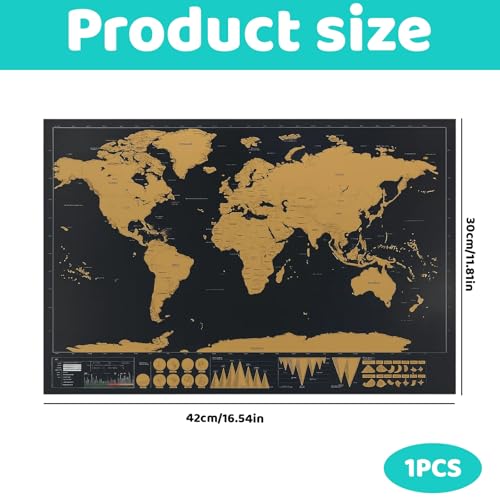 Weltkarte Zum Rubbeln, Landkarte Zum Freirubbeln Mit Aufbewahrungsbox, 30 X 42 Cm, Für Reiseliebhaber Und Abenteurer, Ideal Als Geschenk Und Zur Dekoration