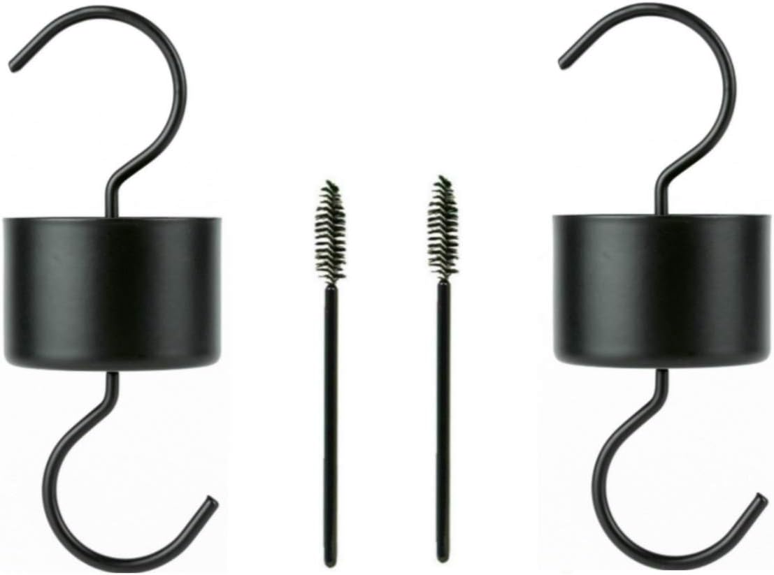 WOSIBO 4 Pack Big Insect Ant Moat Guard for Hummingbird Feeders, Extra Large Metal Hummingbird Feeders Accessory Hooks 2 Pack with 2 Clean Brushes Black Measured 5.9 inches x 2.5 inches Black