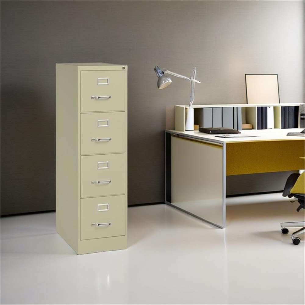 Pemberly Row 4 Drawers 52 Vertical Beige Metal Filing Cabinet Lockable Pre-Assembled Stationary Letter Size for Home Office — view 2