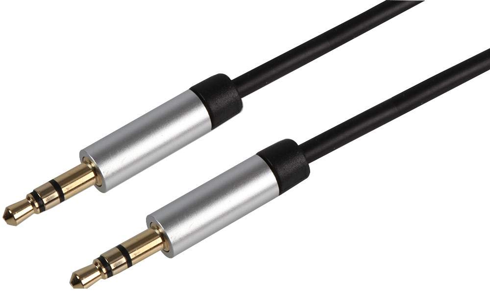 PRO SIGNAL PSG3181-0.5M Slim 3.5mm Stereo Jack Plug to Plug Lead with Aluminium Headshells, 0.5m Black