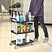 VEVOR Foldable Utility Service Cart, 165LBS 3 Shelf Heavy Duty Plastic Rolling Cart with 360° Swivel Wheels (2 with Brakes), Ergonomic Handle, Portable Garage Tool Cart for Warehouse Office Home