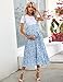 KOJOOIN High Waisted Maternity Midi Skirt Summer Casual Boho Flowy Ruffle Adjustable Suspender Skirt Photoshoot Baby Shower Blue Floral 2XL