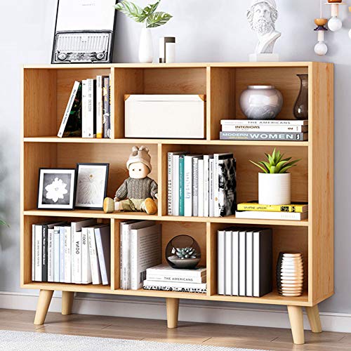 Image of IOTXY Wooden Open Shelf Bookcase - 3-Tier Bookshelf with Legs, Pear Yellow