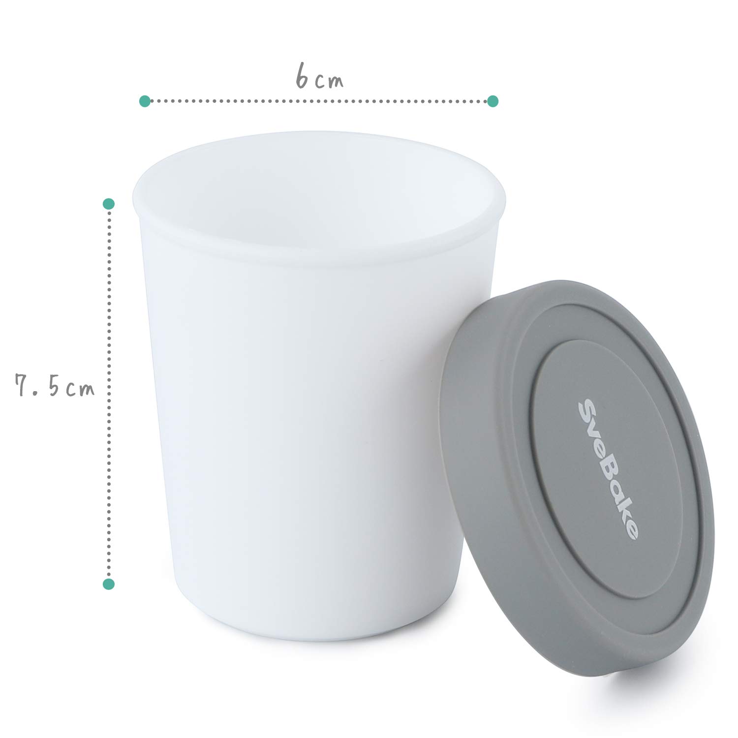 SveBake Vaschetta per Gelato con Coperchi in Silicone, 6 Pezzi Contenitori Gelato Freezer, Recipienti da 180 ml Rotondi Riusabili per la Conservazione di Gelato Fatto in Casa, Sorbetto