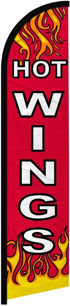 Hot Wings Windless Full Sleeve Banner Swooper Flag - Perfect for Businesses, Stores, Shops, etc