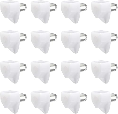 uxcell 100 clavijas de soporte de plástico y acero para estantes, clips de estante de gabinete de 0.197 in, color blanco, para muebles, estantes,