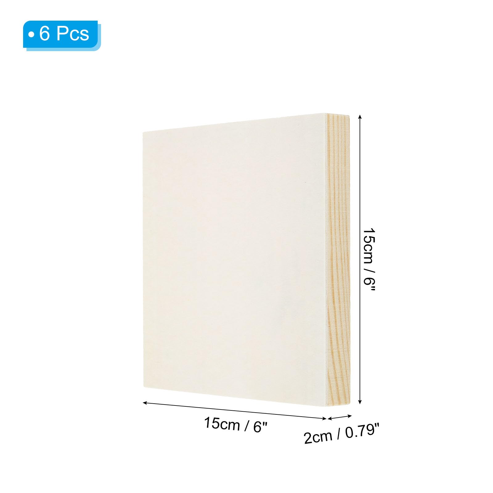 PATIKIL 6"x6" Wood Panels Board, 6 Pack Unfinished Square Art Wood Canvas Panel Painting Boards for DIY Craft Painting Use Wood Color - Image 2