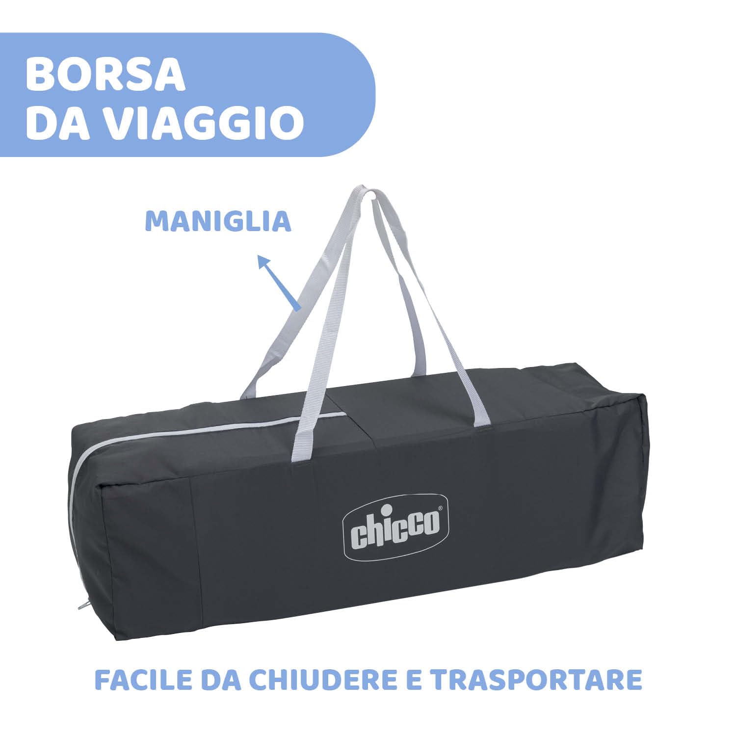 Chicco Good Night Lettino Neonati da Viaggio per Bebè e Bambini dalla Nascita fino a 15 kg, Pieghevole e Compatto, Culla da Campeggio con Finestre in Rete e Borsa da Viaggio