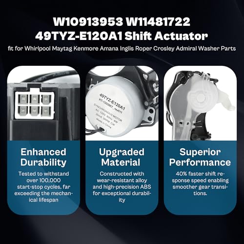 W10913953 50SM21-1-221B 49TYZ-E120A1 W11481722 Shift Actuator fit for Maytag Bravos Centennial MCT Whirlpool Kenmore Amana Roper Washer Part MVWX655DW1 MVWC565FW1 RTW4516FW NTW4655EW LUXRILIX