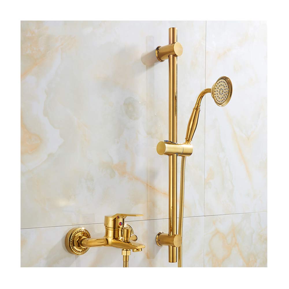 SBCGFY D Wall-Mounted Bathtub Faucet With Single Handle, Contemporary Bath Shower Mixer Taps, Handheld Shower & Sliding Bar - Modern Bathroom Fixture,