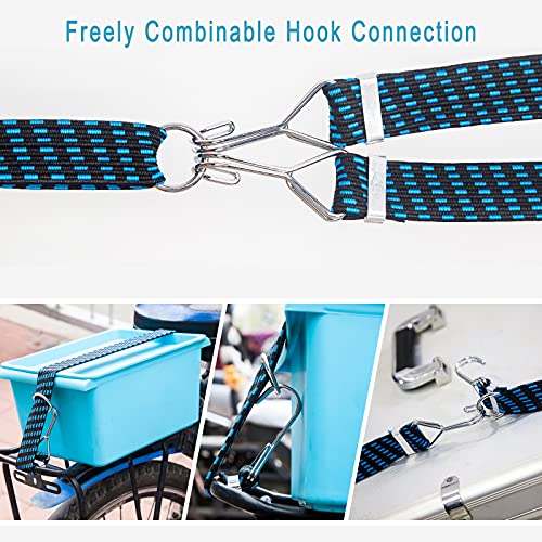 Spanngummi mit Haken, 4er-Set Extra Stark - Spanngurte, Gepäckspanner, Expander, Expanderseil, Gummiseil, Ideal zum Fahrrad Motorrad Autotransporter Camping, 60cm lang