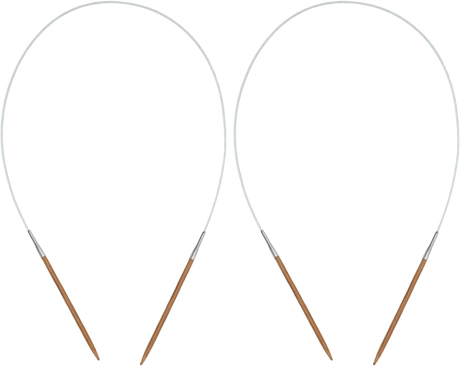 ZUPAYIPA 2Pcs 3.5mm Wire Cable Wooden Circular Knitting Needle US Size 4 Round Knitting Needles 32 Inch for Handmade Knitting DIY Blankets Socks Baby Hats Cuffs Sweaters Beginners, Brown