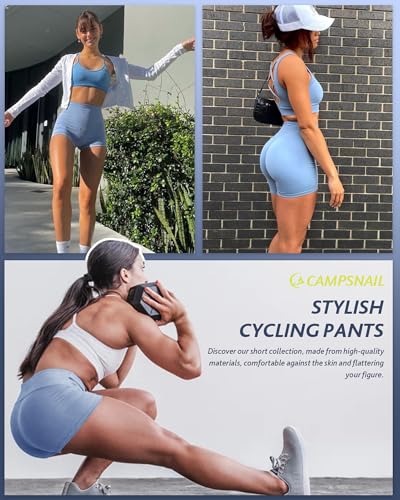 CAMPSNAIL Workout Biker Shorts Women - 3"/5"/8" High Waisted Tummy Control Spandex Booty Volleyball Shorts for Yoga Dance