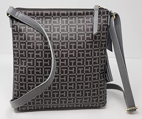 Tommy Hilfiger Women's Gray Logo Printed Coated Canvas Medium Crossbody Handbag Purse + Card Case3