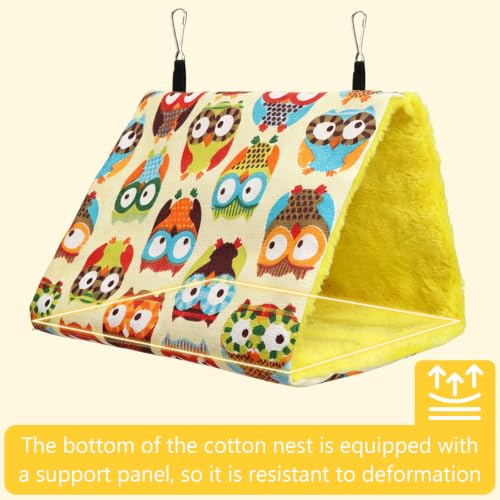 Image of Hypeety Bird Nest Cozy Hanging Bed Cage Warm Plush Hut for Bird, Yellow, M