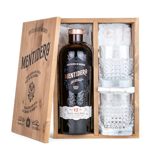 Ron Mentidero Solera 12 Años - Caja regalo con 2 vasos