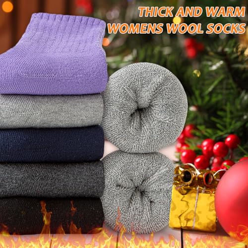 Vojopi LC80-7 Wool Socks For Women Thermal And Warm Hiking Socks Winter Thick Cozy Cushion Boot Work Socks 5 Pairs thumb #4