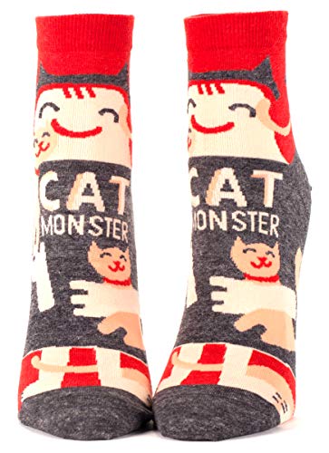 Blue Q Cat Monster Meow Meow Ankle Socks,Multi,One size  Womens Shoe Size 510 ,Cat Monster