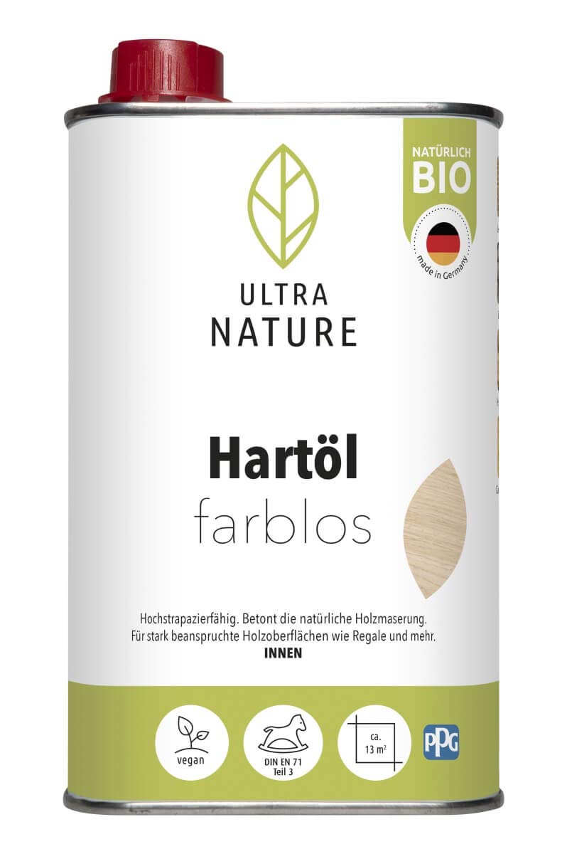 ULTRA NATURE Hartöl 0,5 L – farblos, vegan, bio, lösemittelfrei