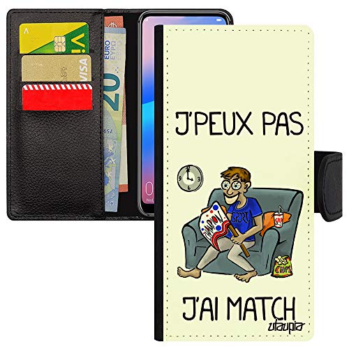 Coque Samsung A31 j'peux pas j'ai match étui cuir rabat rugby foot