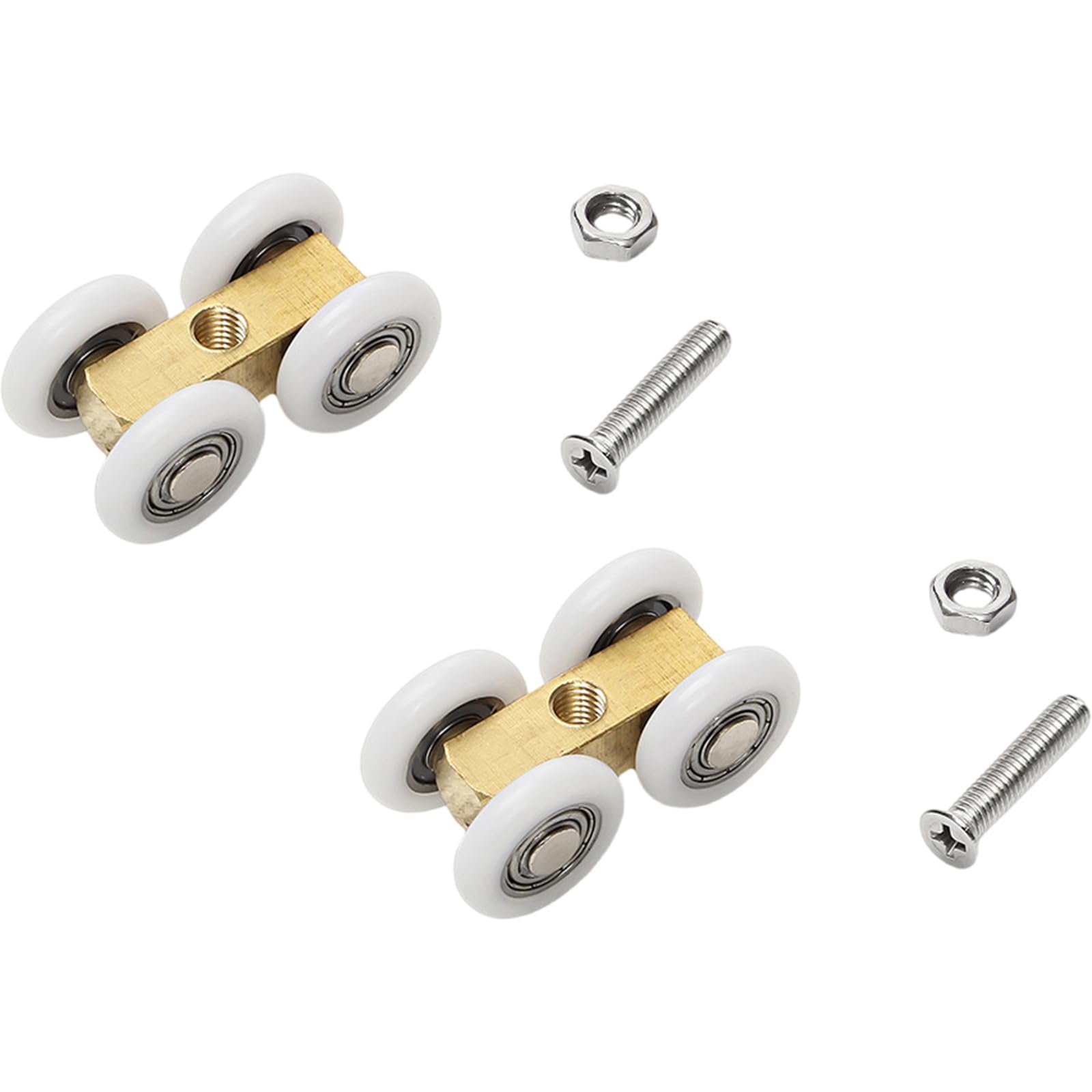 2Pcs Glass Door Rollers Four Wheel Sliding Pulley Quiet Sliding for Shower Door Installation Bathroom Shower Roller