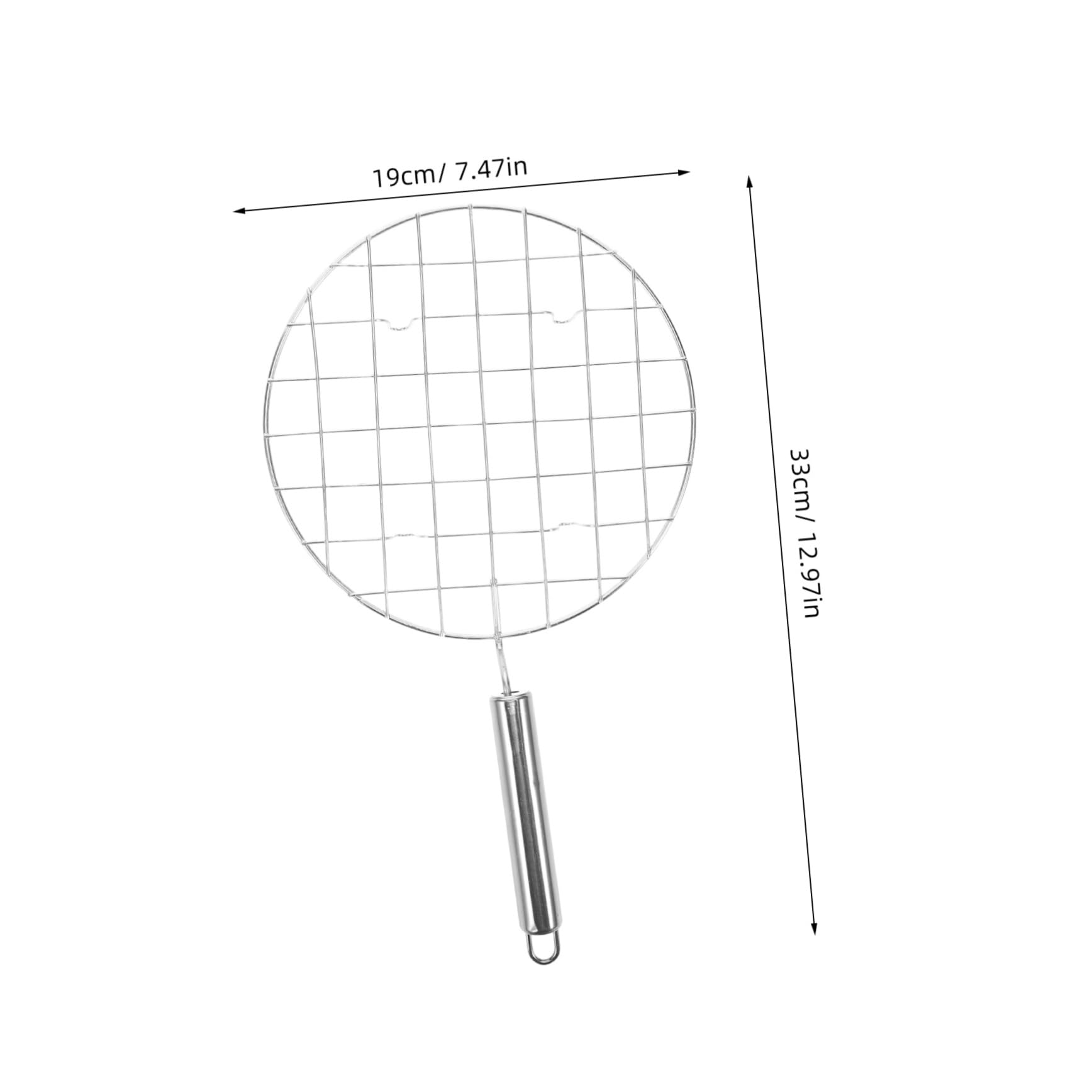 BRIGHTFUFU Round Grill Liner BBQ Grill Topper Net Stainless Steel Handle Fish Meat Compact Camping Tool