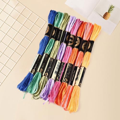 Image of 8 Skeins 70 Yards 6 Ply Cross Stitch Floss Variegated Polyester Embroidery Threads Colorful Friendship Bracelet String Gradient Yarn Bulk for Sewing Making Jewelry Needlecraft Knitting DIY