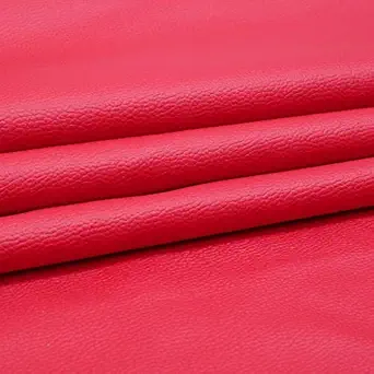 SAE Fabrics Upholstery Rexine Fabric/Artificial Leather Sheet - 140 cms Width - PU Mix, Matte Finish - 1 Meter Multiple - Color: Red