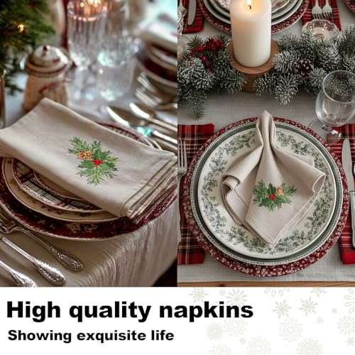 Set de 4 servilletas de lino Navidad 51x51 cm bordadas miniatura 6