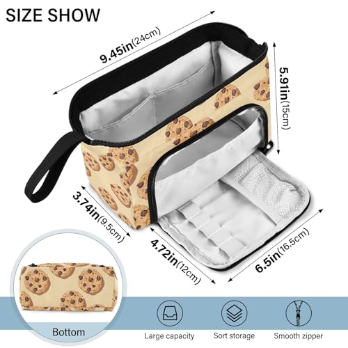 Image of Big Capacity Pencil Case,Chocolate Cookies Pen Bag Pouch Holder Stationery Bag School College Office Organizer for Teen Adults Student