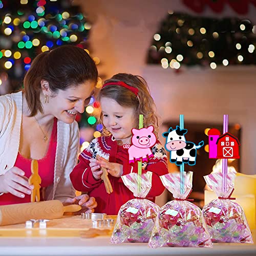 24Pcs Reusable Farm Animals Party Favor Plastic Straws Kids Drink Cocktail Straws Chicken Sheep Horse Cow Pig Farm Birthday Party Supplies With 2 Cleaning Brushes 6 Colors #TOP4