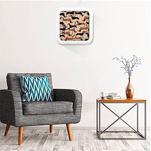 Pendule murale silencieuse mécanisme quartz chien marron moderne 26cm