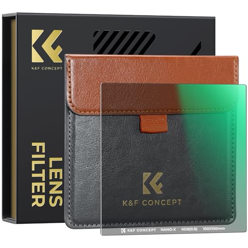 K&F CONCEPT Rechteckfilter ND8 (3 Blendenstufe) 100x100mm Graufilter mit Fester Dichte(Nano-Xcel Serie)
