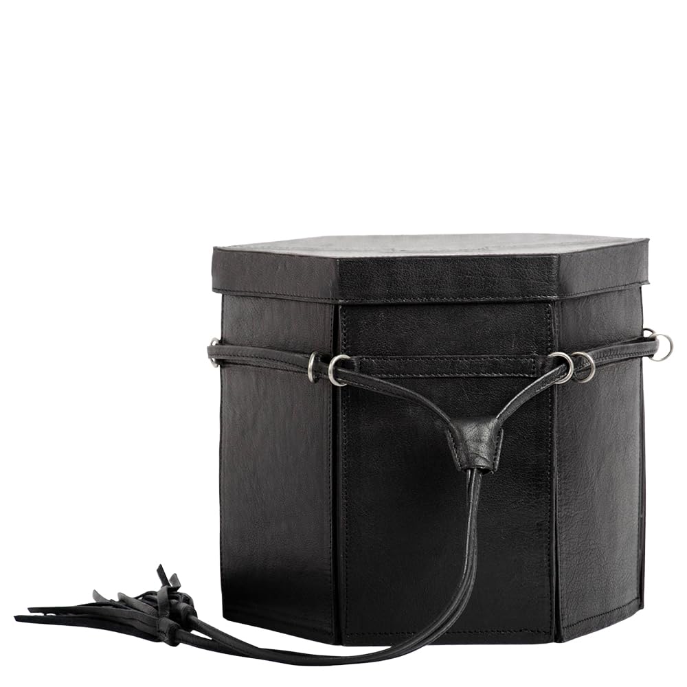 Frida's Wollhaus muud Evita XL Handmade Leather Box for Knitting and Crochet Accessories 2 Colors (Black)