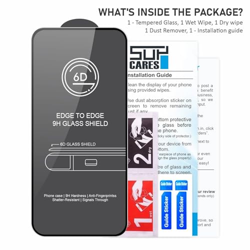 Image of SupCares Tempered Glass for Nothing Phone 4a (6.78 Inch) With Installation Kit | 9H Edge to Edge Screen Protector | Black