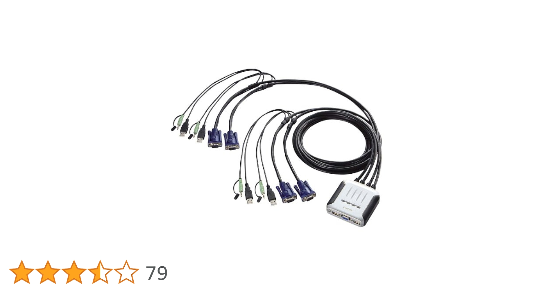 エレコム KVMスイッチ USB VGA スピーカー 4台 KVM-KU4 o7r6kf1 ケーブル一体型切替器(USB) - KVM-KU4