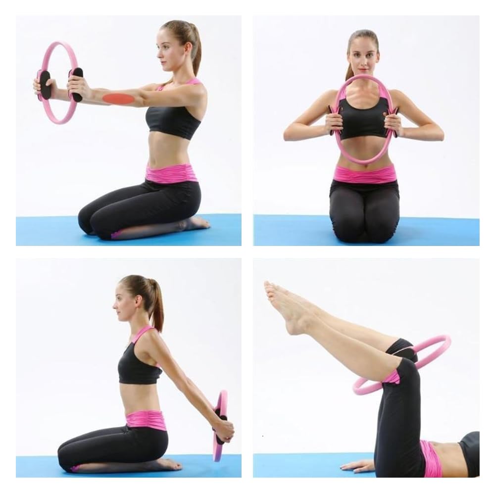 5 Pièces Ensemble D'anneaux de Pilates, Kit Essentiel de Pilates, Pilates Accessoires, Ensemble de bagues de Pilates, pour Les Jambes, Les Bras et Les Cuisses, Perte de Poids, Adultes (Rose)