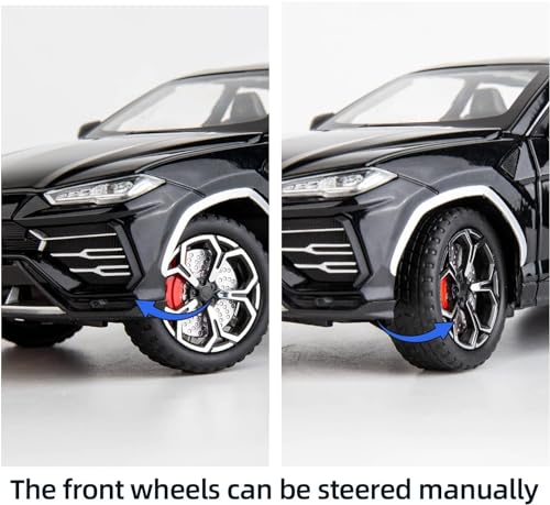 Image of Invite Enterprise Exclusive Alloy Metal Pull Back Die-cast Car 1:24 Big Lamborgini Urus Diecast Metal Pullback Toy car with Openable Doors, Light Music Boys Gifts Toys for Kids(1:24 Urus - Black)