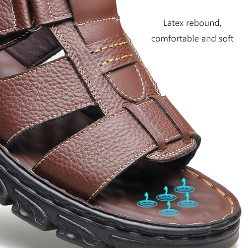 Mens Outdoor Sandals Leather Athletic Non-Slip Shoes Cushion Sport Casual Fashion Comfortable Beach Driving Shoes2