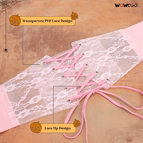 Women Clear PVC Elastic Corset Belt Lace Wide Stretch Waist Belt for Renaissance Pirate Halloween Dress3