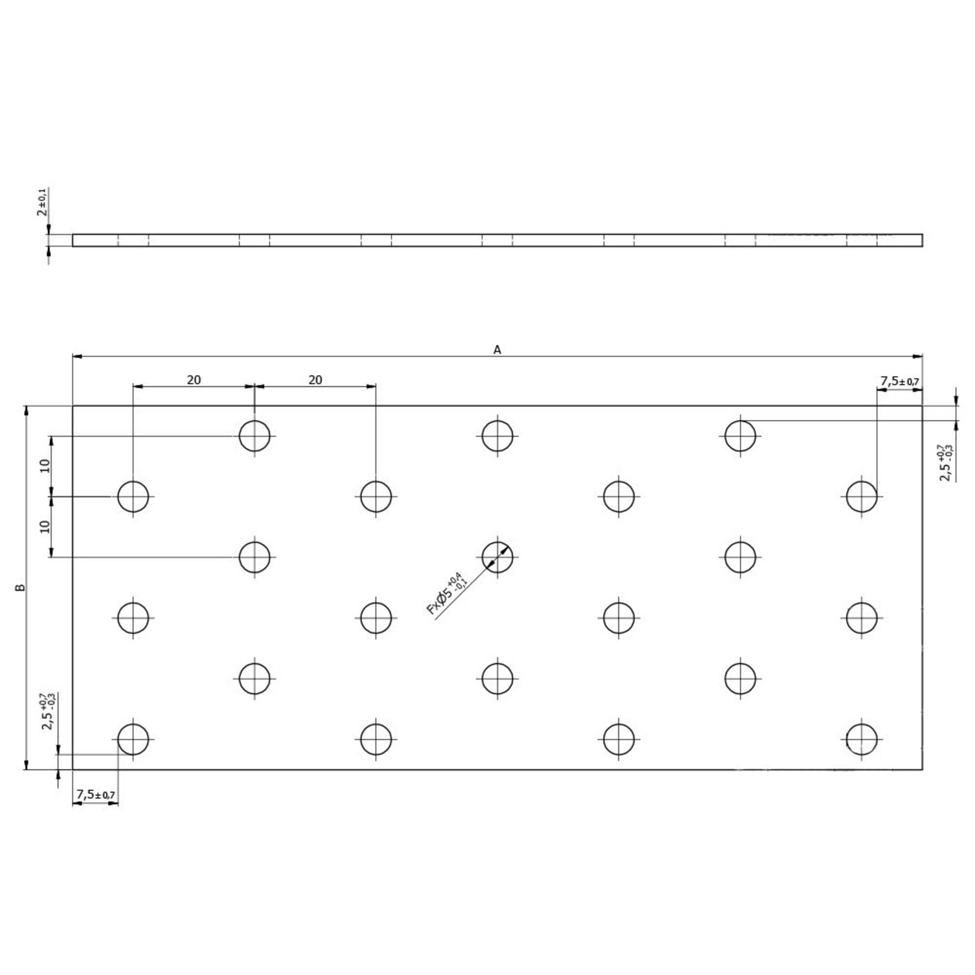 Plaque perforée galvanisée - 80 x 40 x 2,0 mm