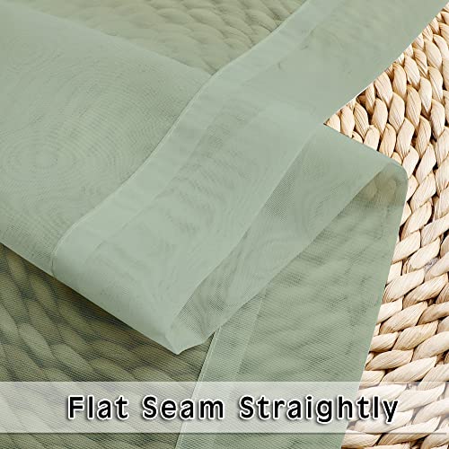 Image of OWENIE Sage Sheer Curtains 144 inch Extra Long, Elegant and Airy Drapes Translucent Window Treatments for Living Room /Bedroom, Sage Green, 2 Panels=84 inch Wide