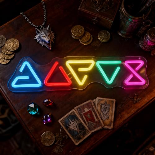 Image of Witche Neon Sign, | Red and Orange LED, 16.5x4 Inch, USB Powered, Gaming Decor for Fantasy Bedroom