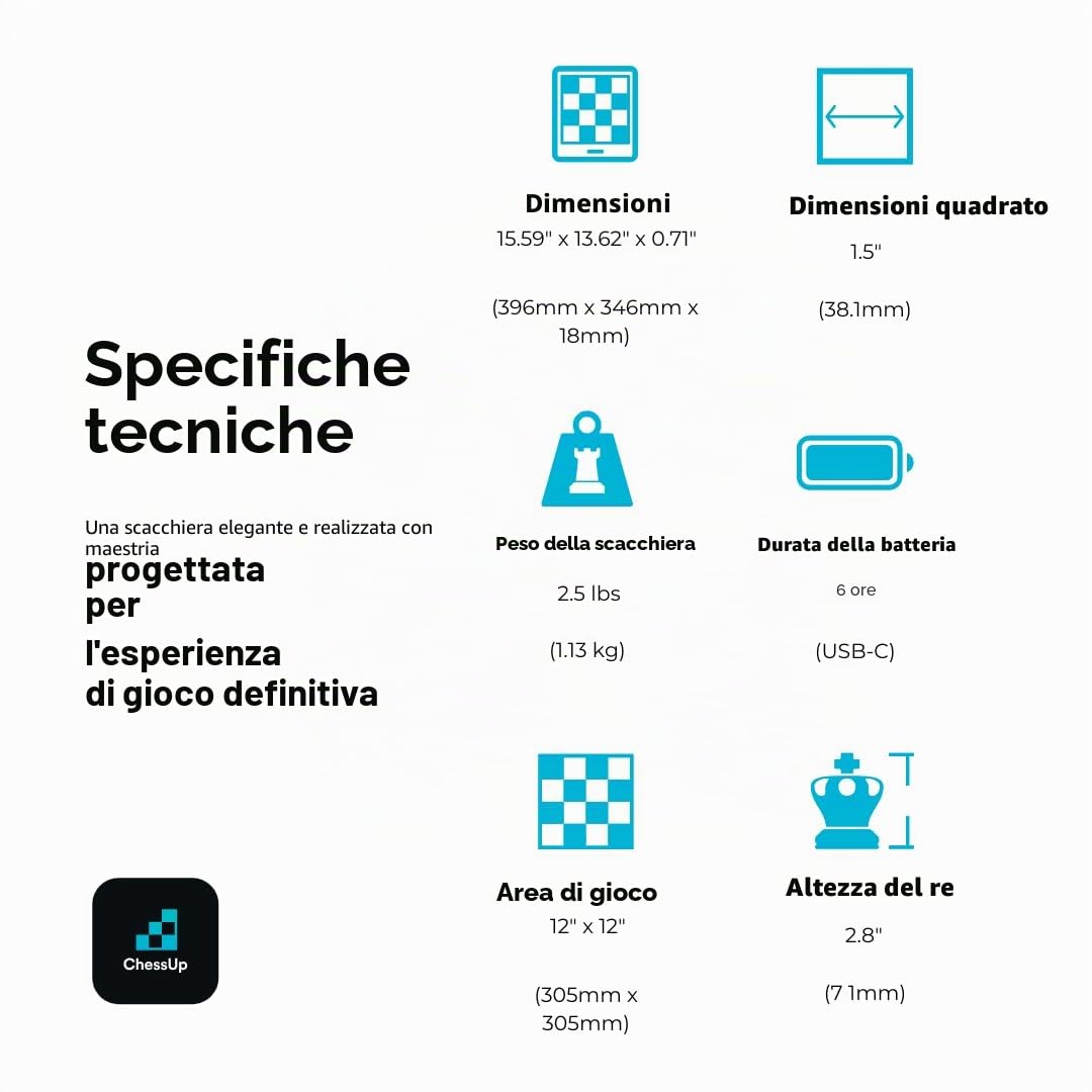 ChessUp Bryght Labs - 2 scacchiere elettroniche, WiFi integrato, motore di scacchi, set di scacchi TouchSense, scacchiera intelligente illuminata, con AI, lezioni, gioco wireless e app Companion
