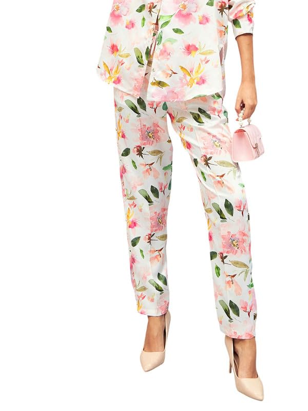 Image of SASSAFRAS Women's Satin Floral Darted Pants