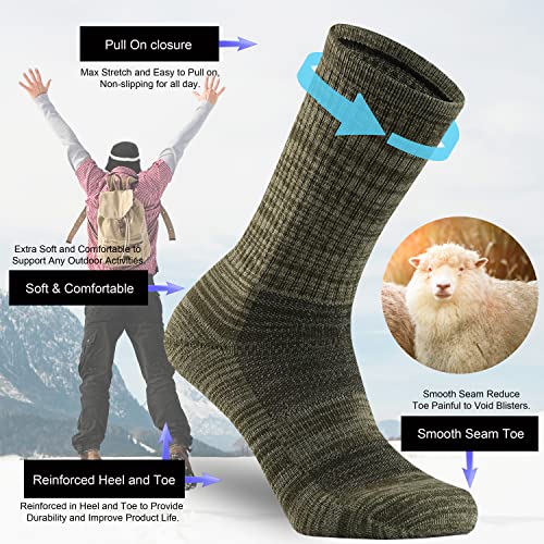 Image of Ortis Merino Wool Socks for Men Outdoor Hiking Casual Soft Cushion Crew | Extra-Fine Wool, Breathable, Comfortable, Lightweight, Moisture Wicking, Size L /XL 3 Pack, Hiker, Mountaineer, Daily Wear